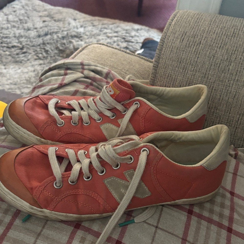 Coral and Beige New Balance Sneakers